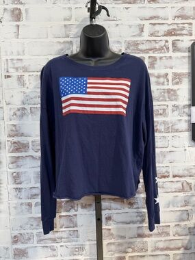 Fifth Sun Navy Graphic Tee with American flag XL